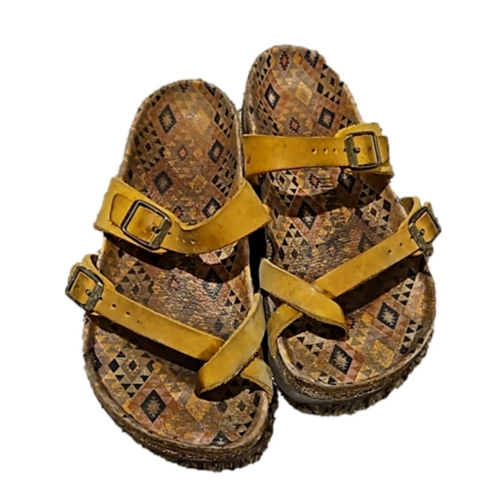 Birkenstock Mayari women's sz 6 (36) yellow piles leather